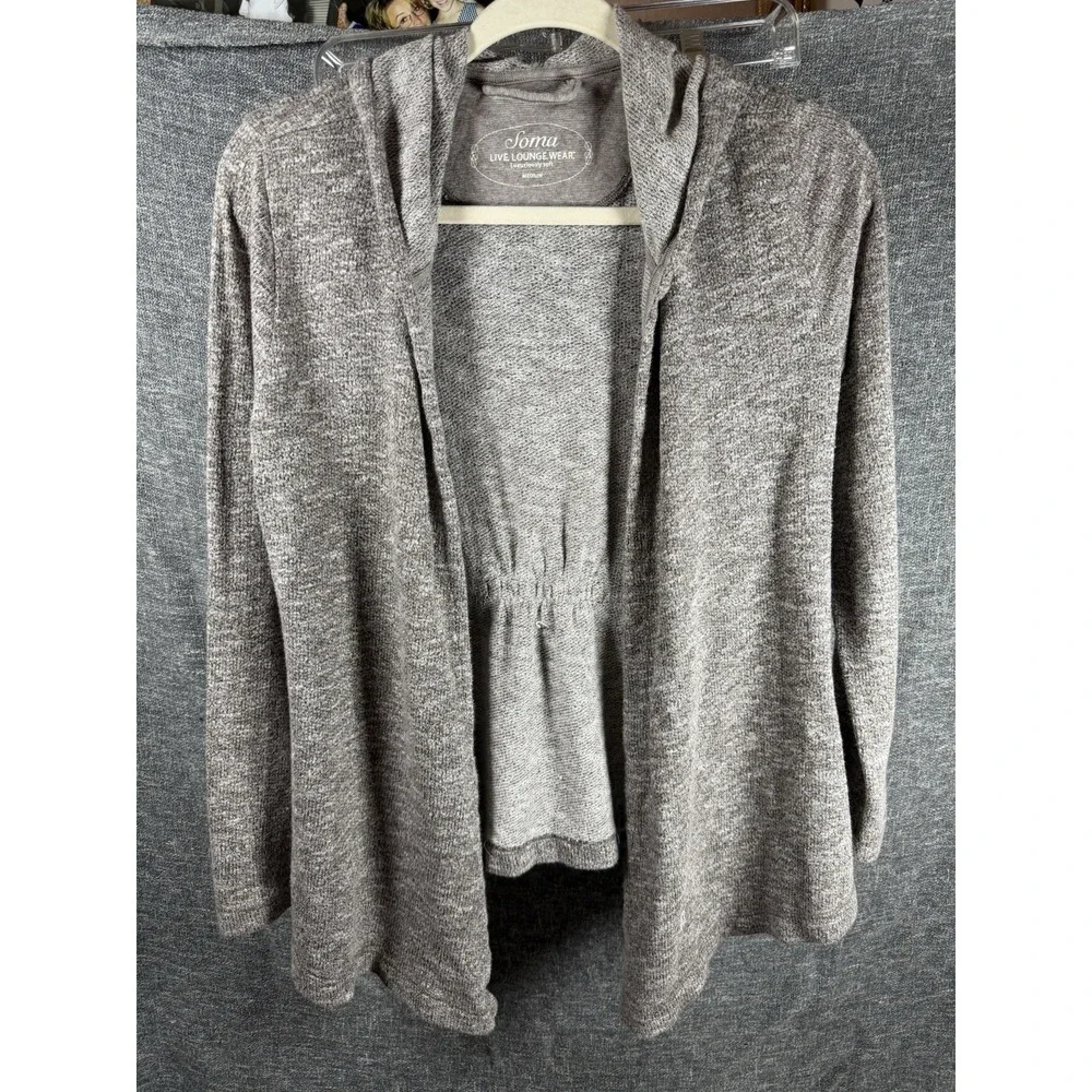 Soma Love Lounge Women's Size Medium Gray Cardigan Hoodie